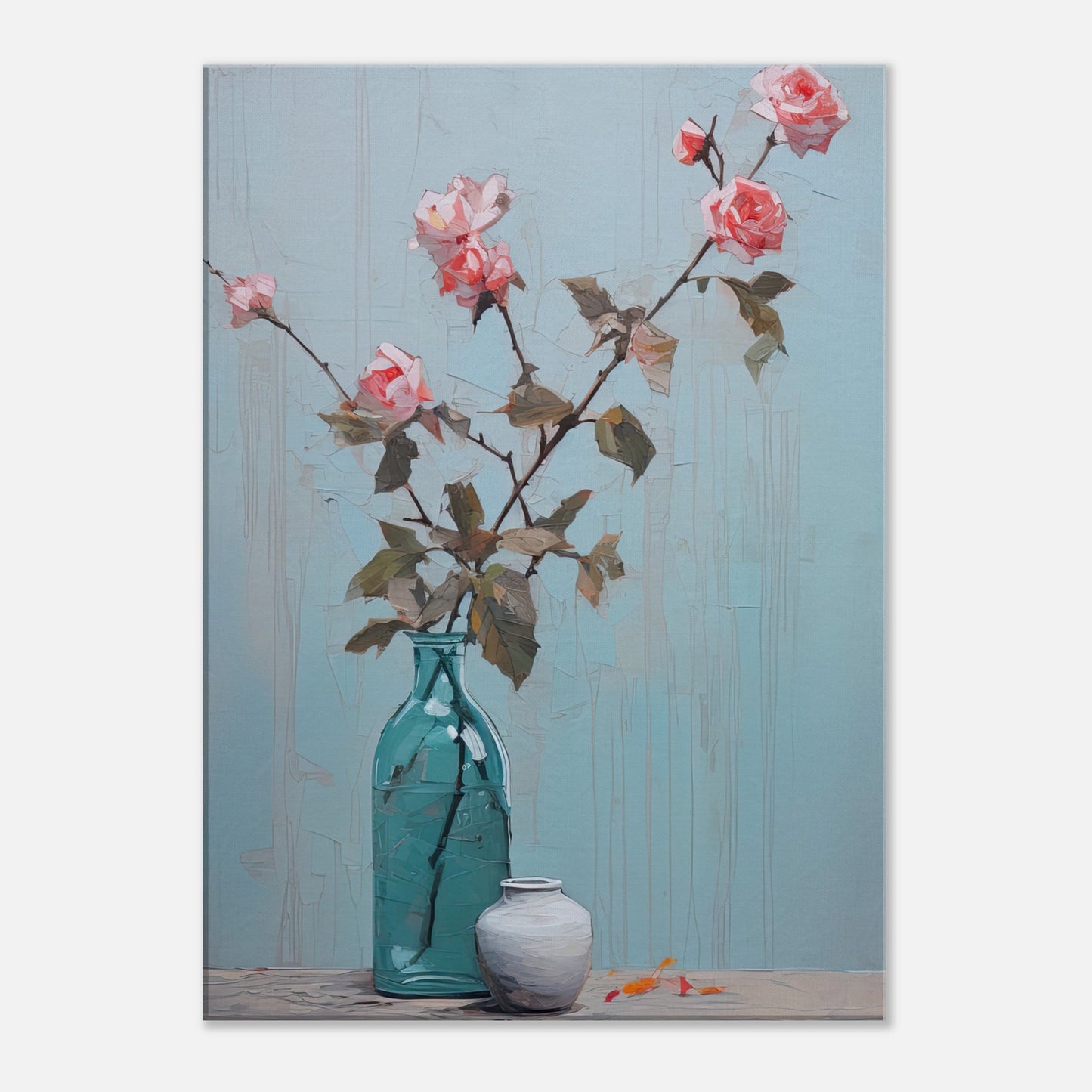 Pink Roses Blue I - Canvas