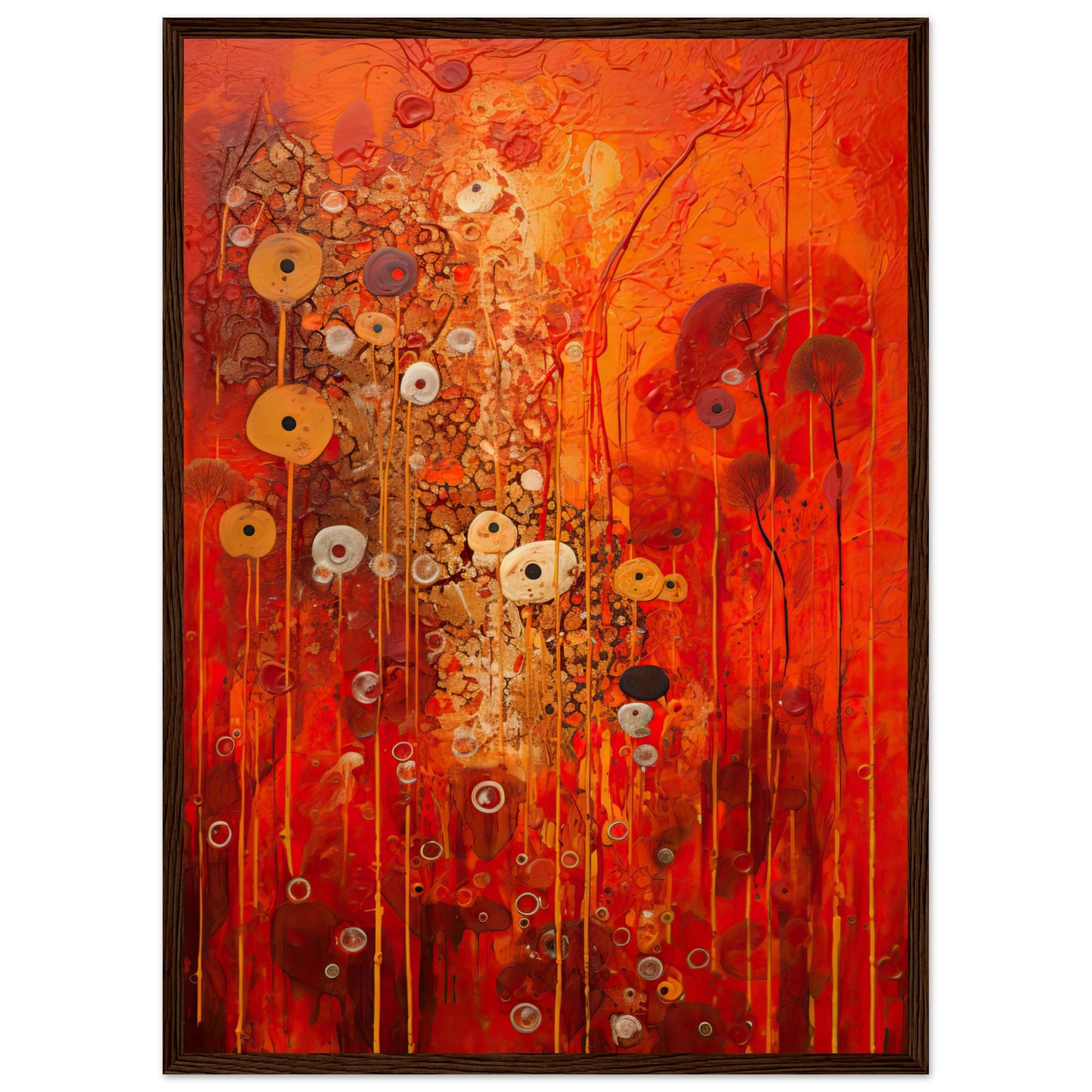 Scarlet Floral I - Wooden Framed Print