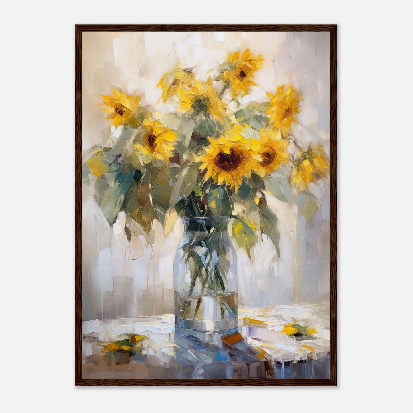 Expressive Sunflowers II - Wooden Framed Print