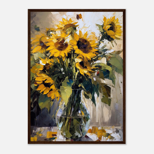 Expressive Sunflowers I - Wooden Framed Print