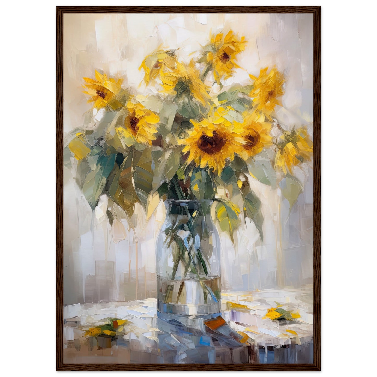 Expressive Sunflowers II - Wooden Framed Print