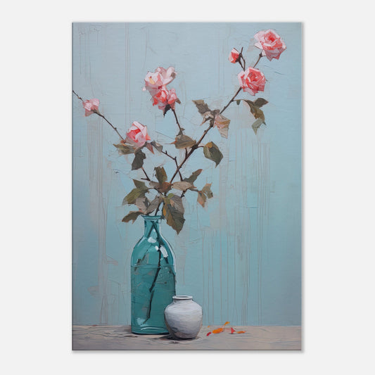 Pink Roses Blue I - Canvas