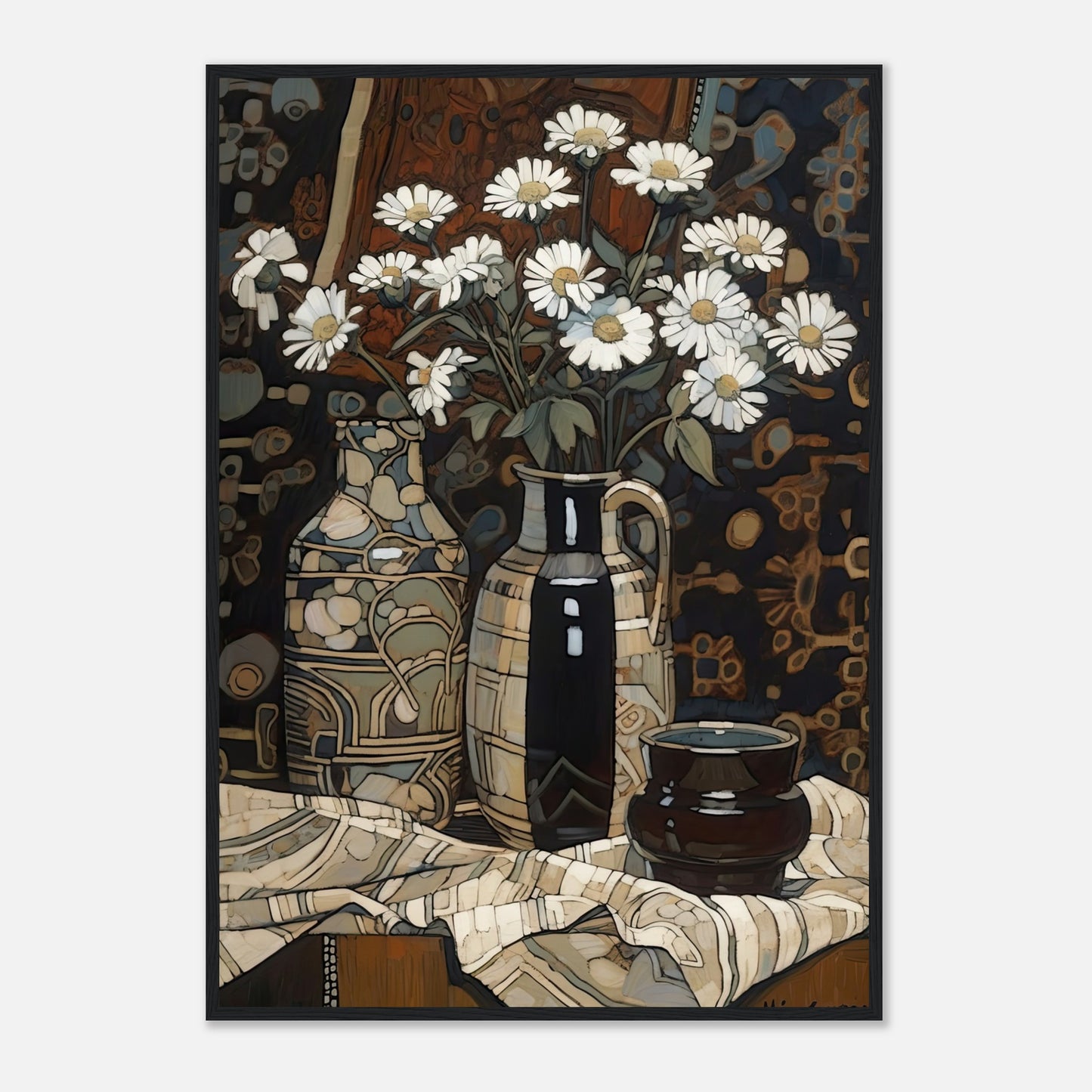 Deco Daisies I - Wooden Framed Print