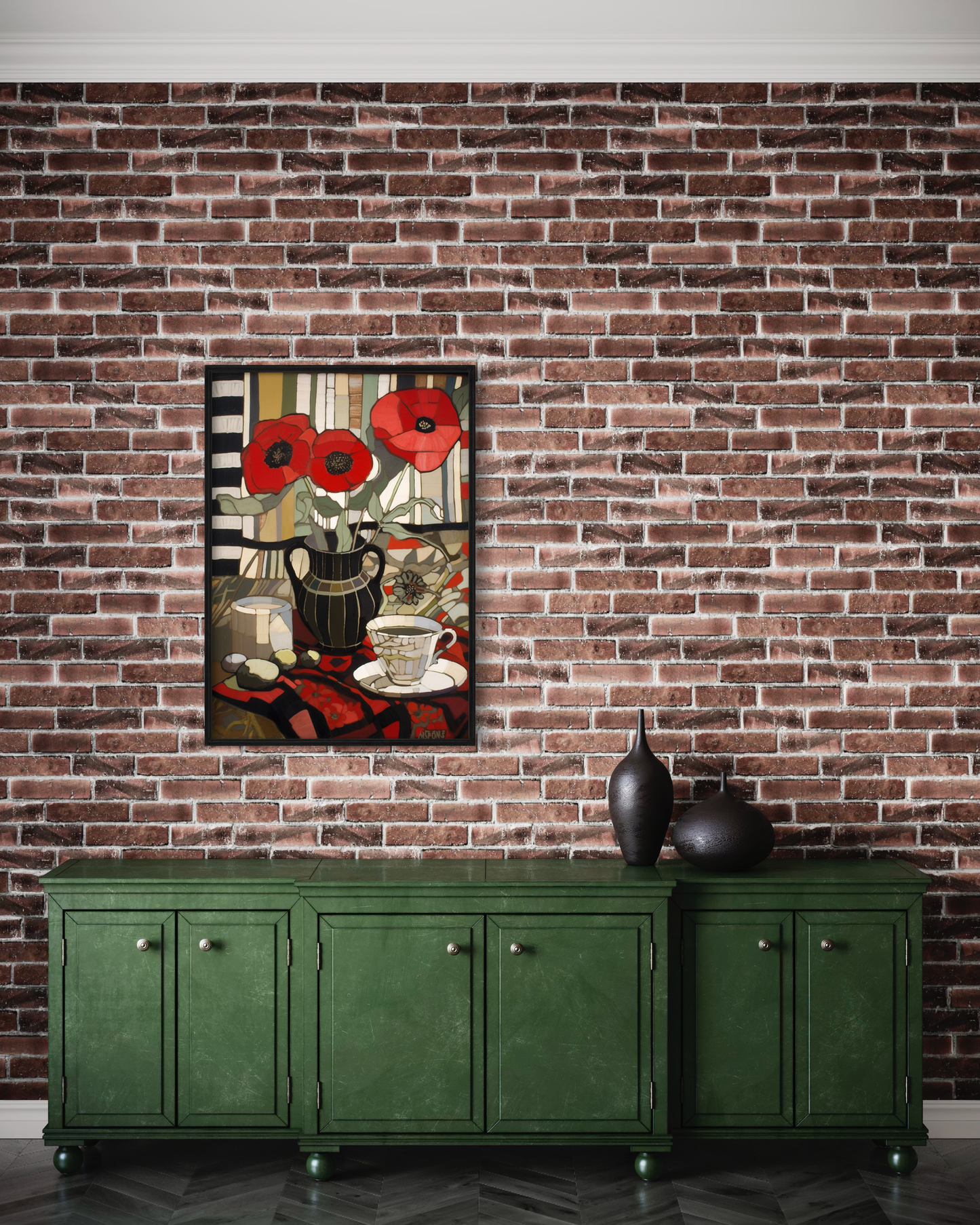 Painterly Poppies I - Wooden Framed Print