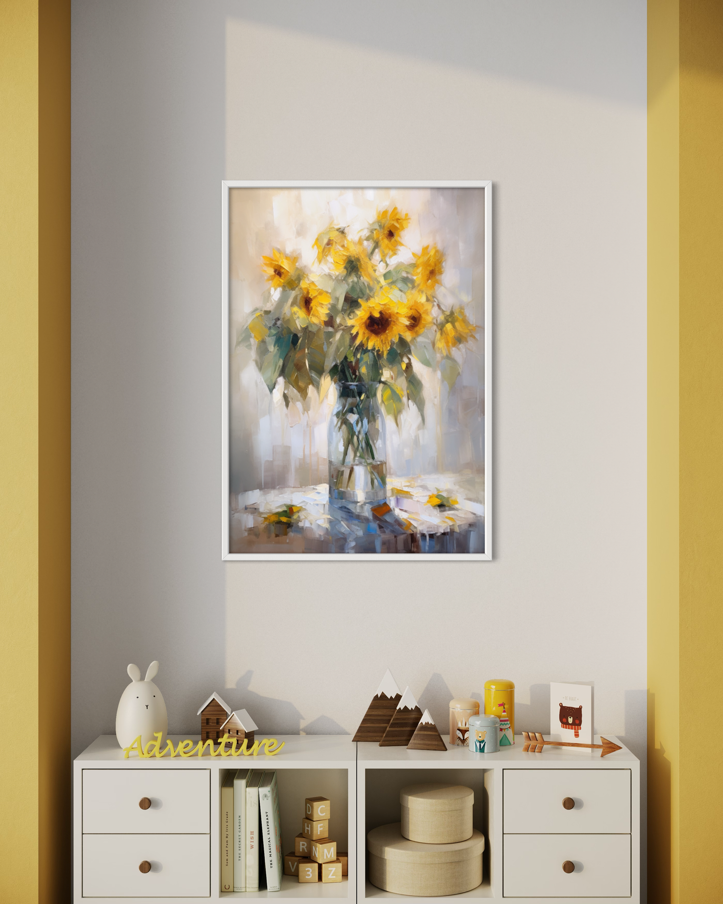 Expressive Sunflowers II - Wooden Framed Print