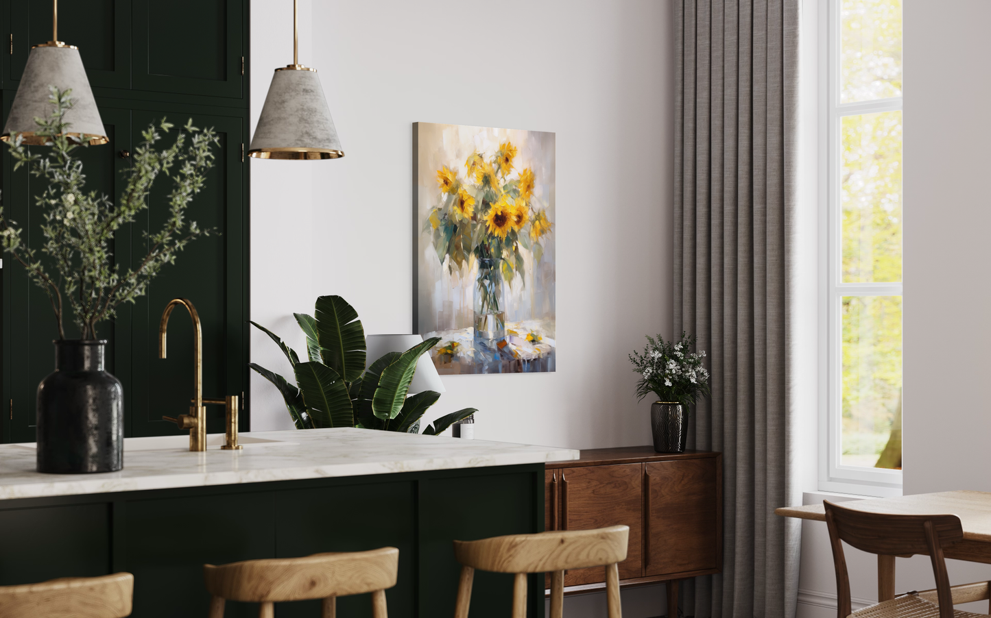 Expressive Sunflowers II - Canvas