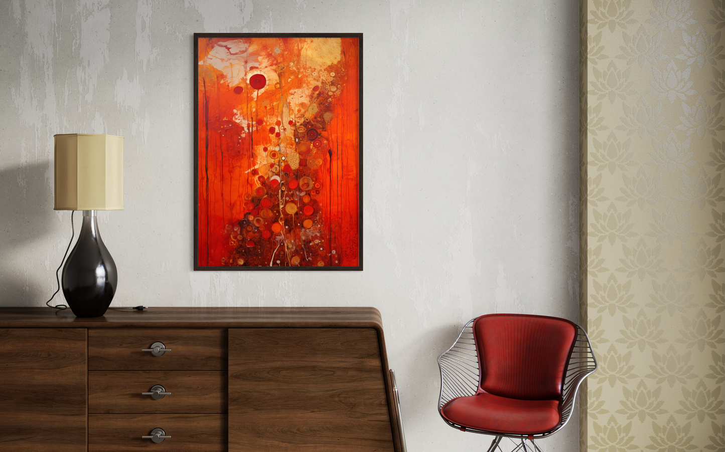 Scarlet Floral II - Wooden Framed Print