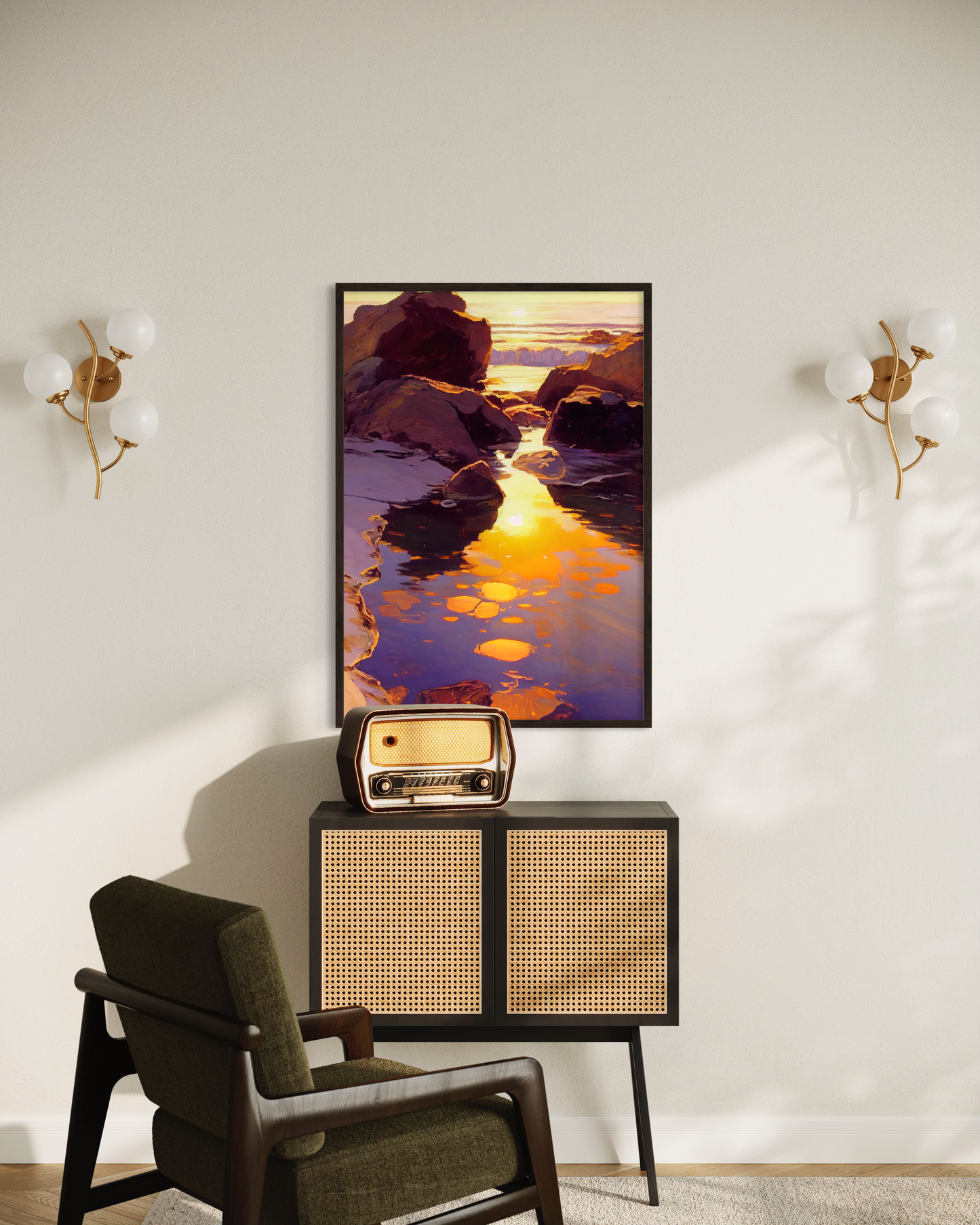 Shimmering Rockpool I - Wooden Framed Print