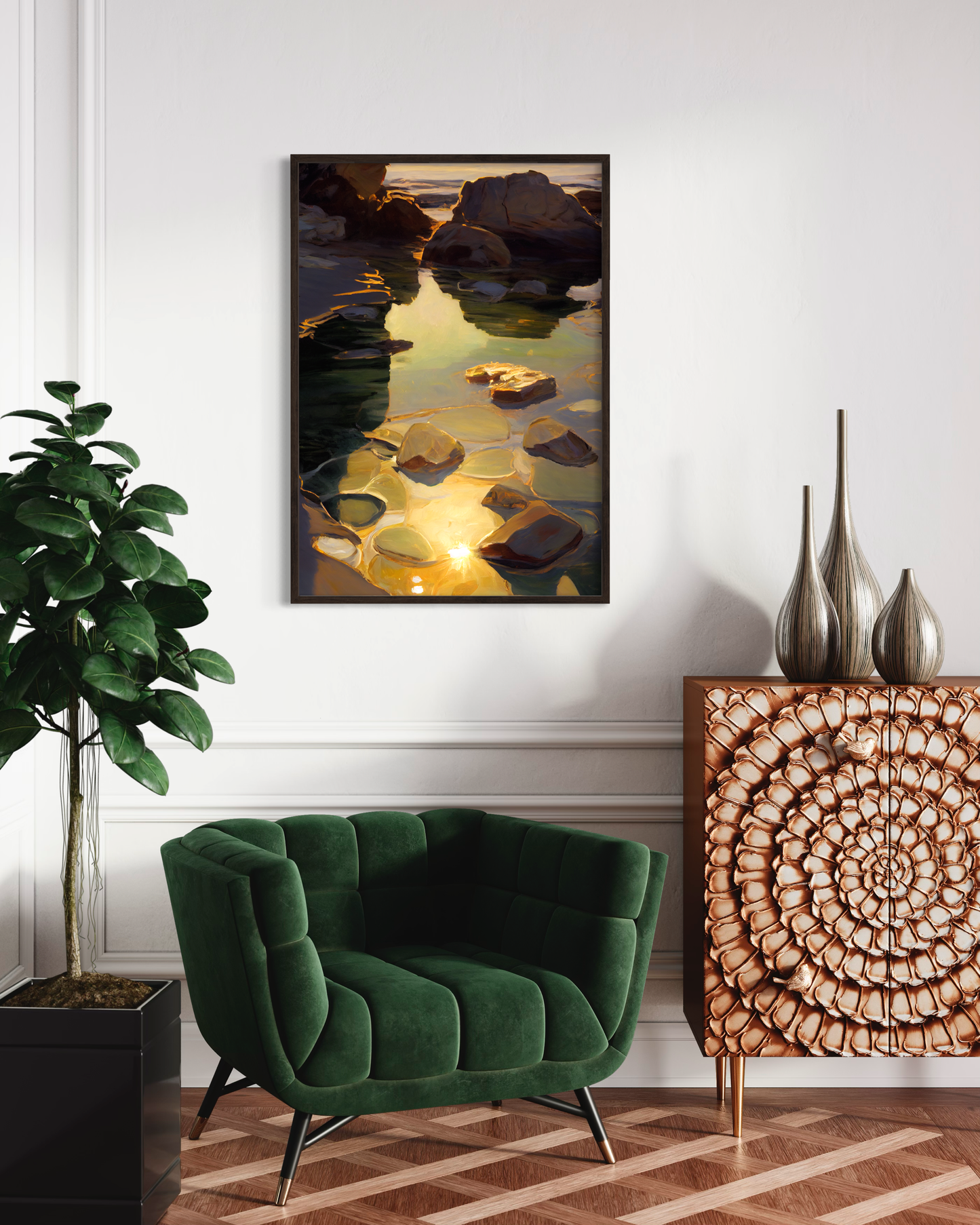 Shimmering Rockpool II - Wooden Framed Print