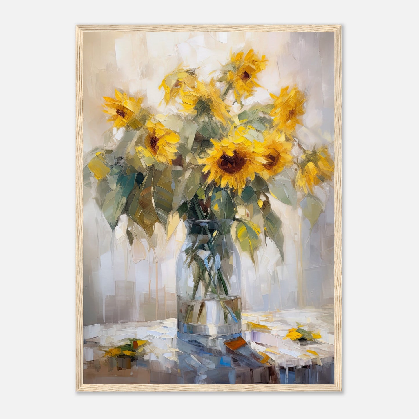 Expressive Sunflowers II - Wooden Framed Print