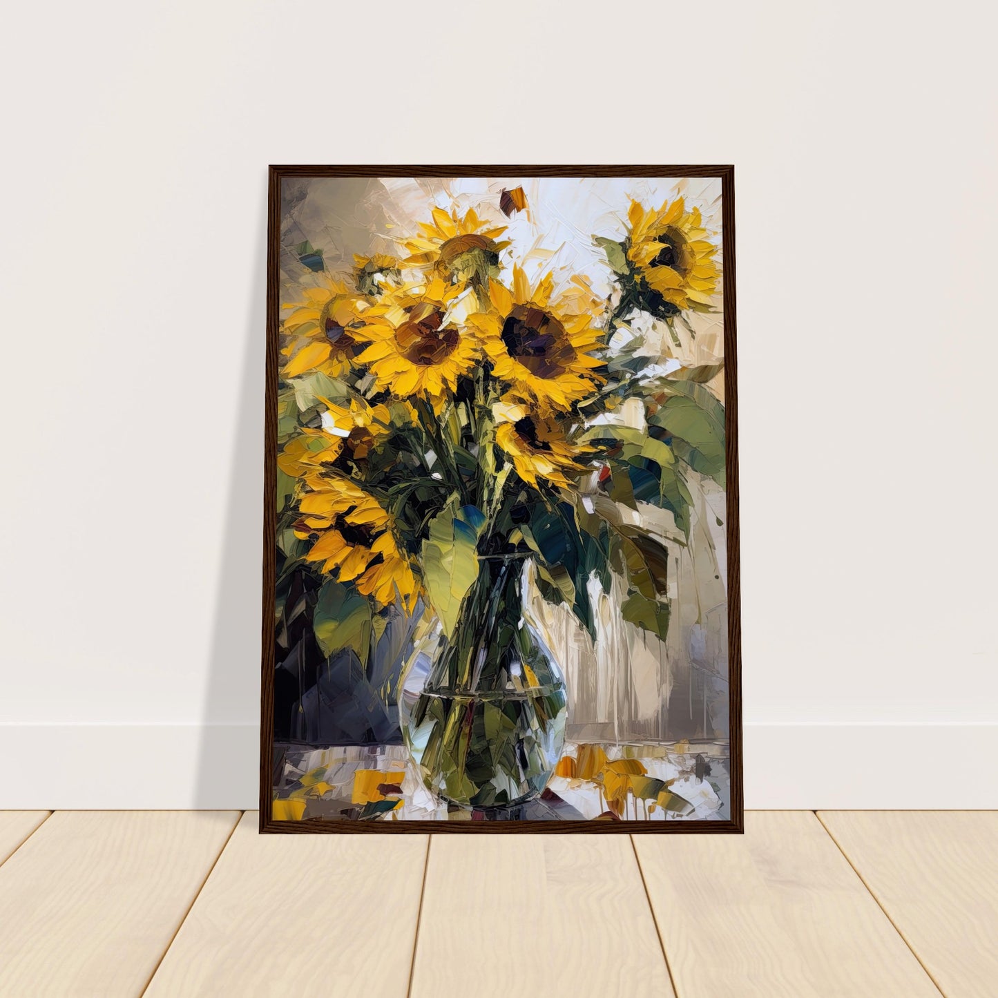 Expressive Sunflowers I - Wooden Framed Print