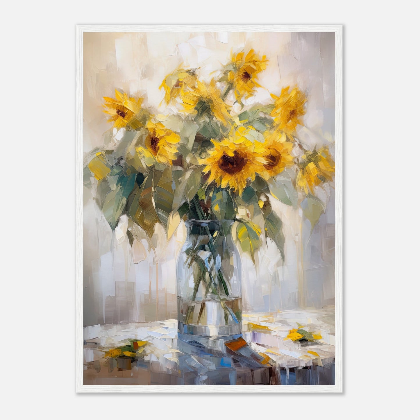 Expressive Sunflowers II - Wooden Framed Print