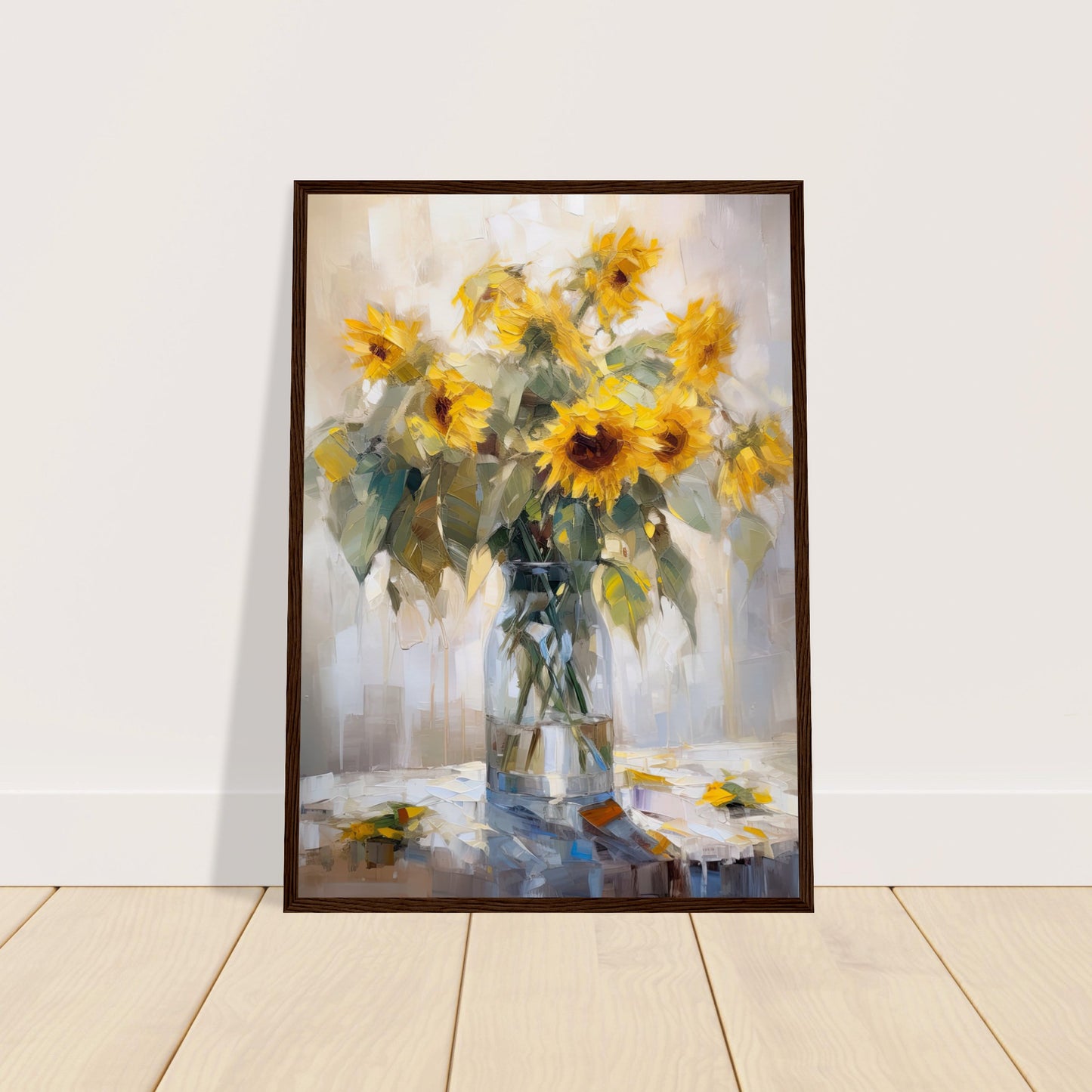 Expressive Sunflowers II - Wooden Framed Print