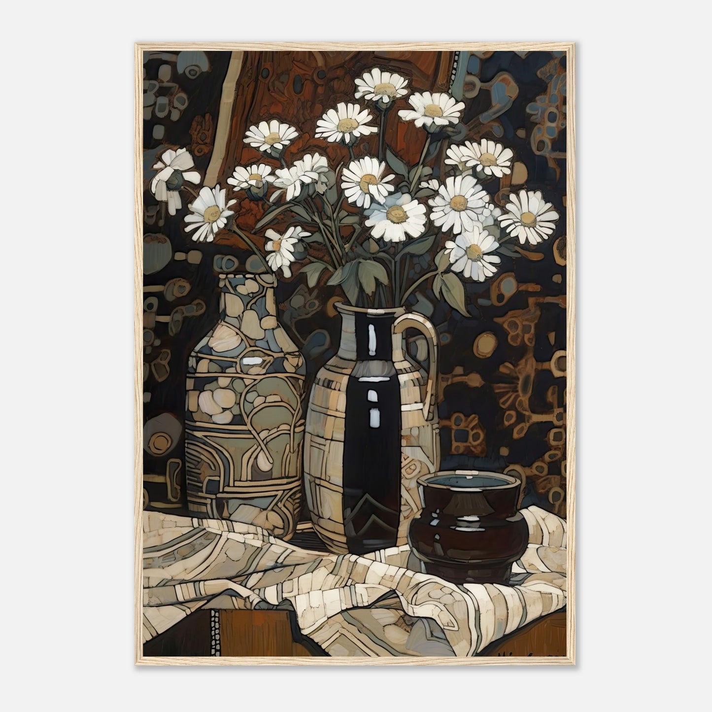 Deco Daisies I - Wooden Framed Print